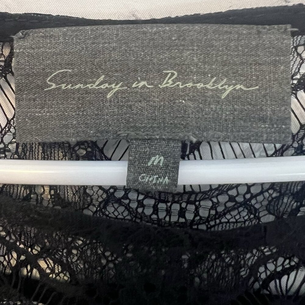 Anthropologie Sunday In Brooklyn Sweater Tunic Medium Size Lace Black Silver - Picture 4 of 9